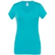 T-SHIRT JHK SICILIA SCOLLO V DA DONNA IN COTONE MANICHE CORTE turchese