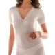 3 PEZZI MAGLIA DONNA MISTO LANA COTONE PIZZO E FORMA AL SENO MANICA CORTA 5321-926 LIABEL