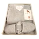 SET 4 PEZZI PAREO PANTOFOLE FASCIA SASSI HELEN GRIGIO