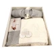 SET 4 PEZZI PAREO PANTOFOLE FASCIA SASSI HELEN PANNA-GRIGIO