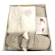 SET 4 PEZZI PAREO PANTOFOLE FASCIA SASSI HELEN PANNA-SABBIA