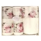 SET 5 PEZZI SPUGNA 2 ASCIUGAMANI + 2 OSPITE + 1 TELO BAGNO DIGITALE FLOWER HELEN PANNA
