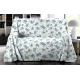 COPRITUTTO COTONE DISEGNO PEONIA QUADRIFOGLIO AZZURRO