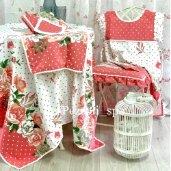 SET CUCINA ARREDO COTONE STAMPATO FLORA PREZIOSA