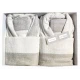 COMPLETO SPUGNA 8 PEZZI ACCAPPATOIO ASCIUGAMANO OSPITE MANOPOLE ISABELLE CAREZZE BEIGE