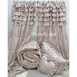 SET ARREDO COTONE TRAPUNTA TENDE CUSCINO COPRIGUANCIALE JOUY LOVELY SHABBY GITIESSE ROSA