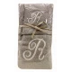 SET SPUGNA RICAMATO ASCIUGAMANO + OSPITE LETTERE ALFABETO PEZZOLI R
