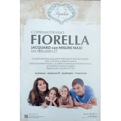 COPRIMATERASSO SPUGNA JACQUARD ANTIACARO CON ANGOLI FIORELLA SOPHIE