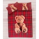 PARURE COPRIPIUMINO COTONE DIGITALE SOGNI D'ORO ORSO TARTAN 73 LOVELY HOME