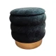 POUF CILINDRO CON CONTENITORE 38X38X38CM CINIGLIA NORA LINEA ORO NERO
