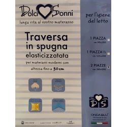 TRAVERSA MATRIMONIALE H30 SPUGNA ELASTICIZZATA DOLCI SOGNI ONDA BLU