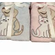 COPPIA SPUGNA ASCIUGAMANO + OSPITE RICAMATO FRIENDS CANE GATTO MELANGIO