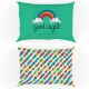 COPPIA FEDERE CUSCINO HAPPY D ARCOBALENO QUADRIFOGLIO