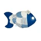 CUSCINO ARREDO IMBOTTITO 35CM PESCE PATCHWORK PEZZOLI