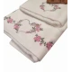 SET SPUGNA RICAMATO ASCIUGAMANO + OSPITE ROMANTICA CUORE ROSE PEZZOLI