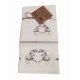 SET SPUGNA RICAMATO ASCIUGAMANO + OSPITE ROMANTICA CUORE FIOCCO LILLA PEZZOLI