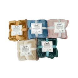 PLAID PILE MATRIMONIALE AGNELLATO TINTA UNITA LIVIGNO HOME SWEET HOME