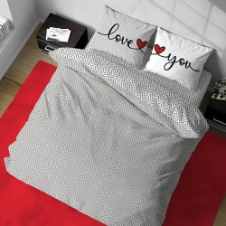 COPRIPIUMINO COTONE HAPPY LOVE YOU QUADRIFOGLIO