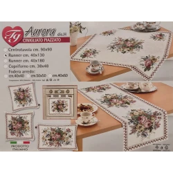 SET ARREDO CUSCINO FODERA CENTRO RUNNER JACQUARD GOBELIN AURORA TG
