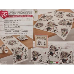 SET ARREDO CUSCINO FODERA CENTRO RUNNER JACQUARD GOBELIN ELFO PRIMAVERA TG