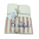 SET SPUGNA 1+1 POCHETTE E BAULETTO COTONE RICAMATO BEAUTIFUL RIGHE CRISTINA CIONI