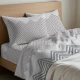 COMPLETO LENZUOLA COTONE ZIGZAG QUADRIFOGLIO BEIGE