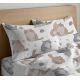 COPPIA FEDERE CUSCINO COTONE GATTI QUADRIFOGLIO