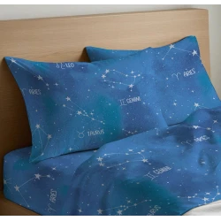 COPPIA FEDERE CUSCINO COTONE ZODIACO QUADRIFOGLIO