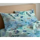 COPPIA FEDERE CUSCINO COTONE MARE QUADRIFOGLIO