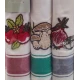 3 PEZZI STROFINACCI COTONE SPIGATO RICAMATO SPIGA FUNGHI VINGI