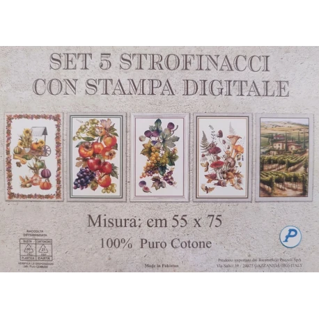 STROFINACCI 5 PEZZI 50X70CM COTONE DIGITALE AUTUNNO PEZZOLI